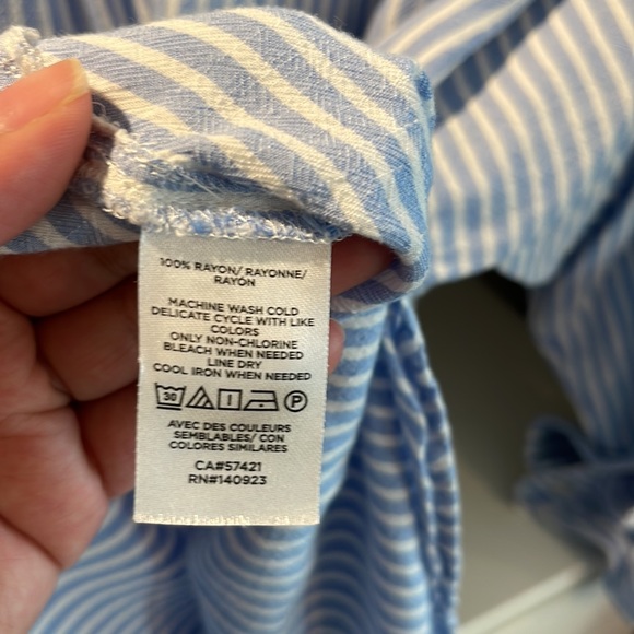 LOFT button up blue and white striped blouse - Picture 6 of 6